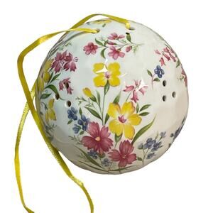 Queens England Vtg Potpourri Scent Ball Bone China Multicolor Floral 3 in Sachet
